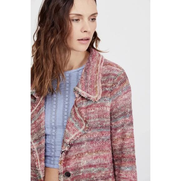 Free People Red Orange Desert Sunrise Duster Cardigan Sweater Small - Picture 3 of 11